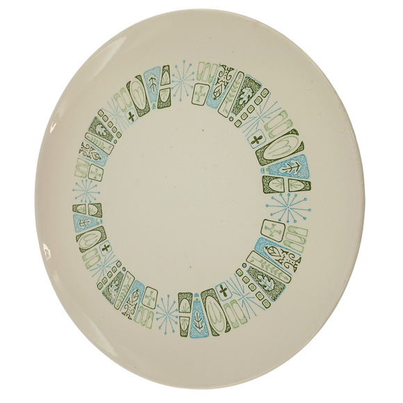VTG Taylor Smith Jamaica Bay Plate 10" MCM Atomic Colorcraft Dinnerware Lot of 2 - Picture 1 of 9